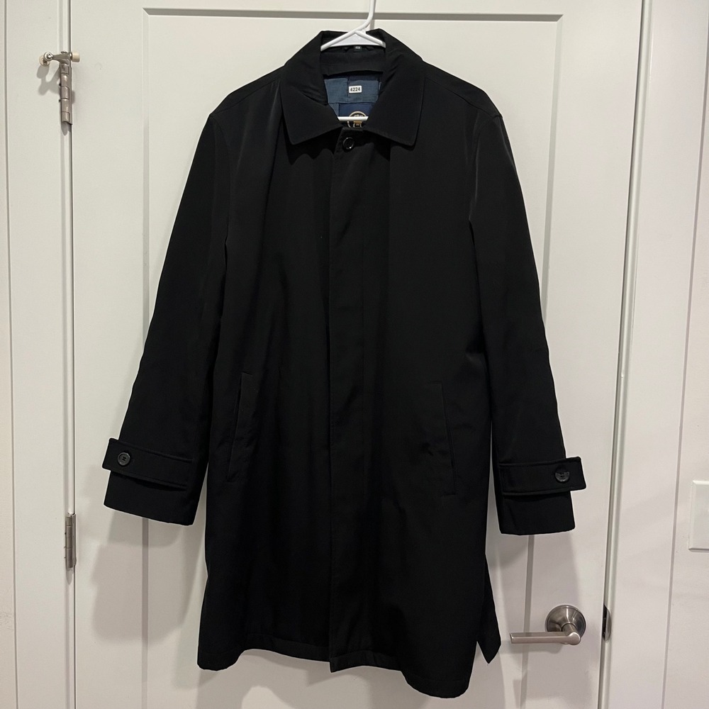 Hart Schaffner Marx Smart Coat Mens 40R Black Car Coat Mid Length Rain Jacket